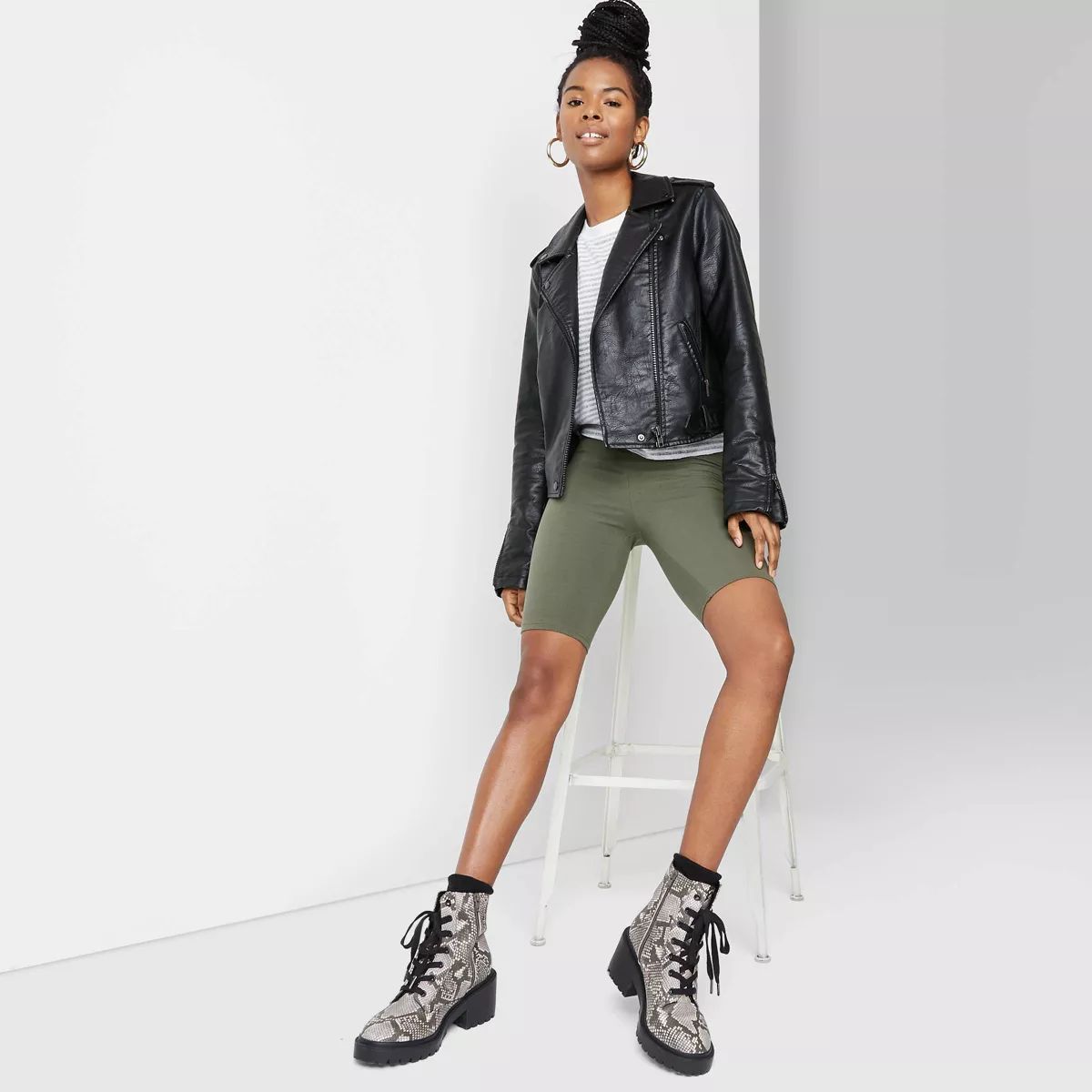 Women's High-Rise Bike Shorts - Wild Fable™ Olive M | Target