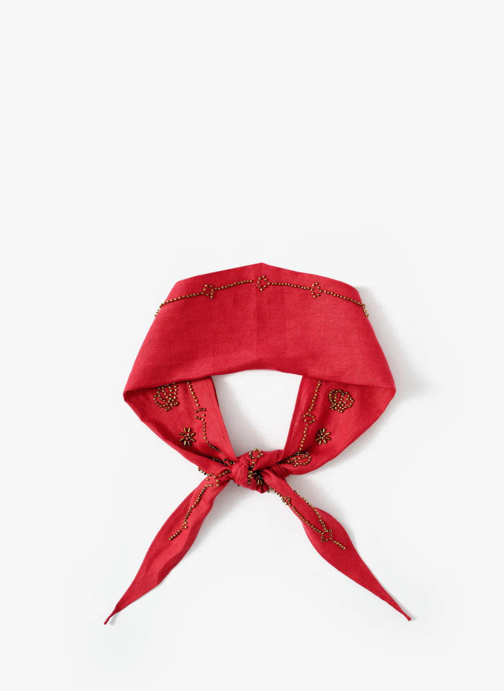 Red Linen Embellished Neck Scarf | Mint Velvet