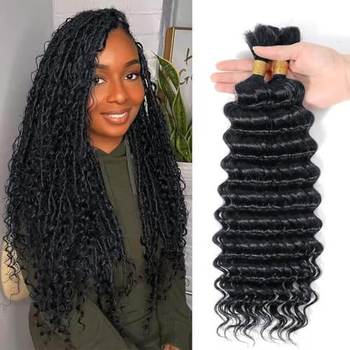 Urbeauty Bulk Human Hair for Braiding, Deep Curly Human Hair for Boho Braids 100g/2bundle 20 Inch No Weft, Human Braiding Hair for Boho Braids/Bohemian Knotless/Micro Braiding Hair/Goddess | Amazon (US)