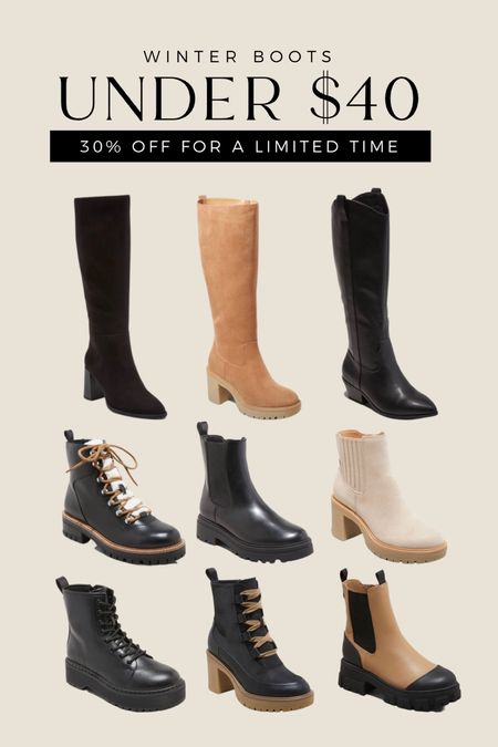 Winter boots under $40. 30% off. 

#LTKsalealert #LTKunder50 #LTKshoecrush