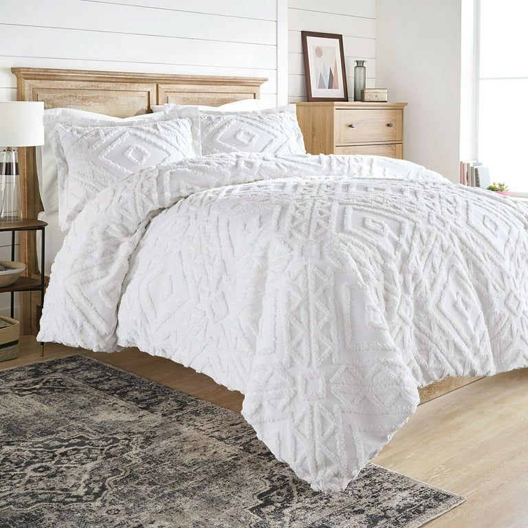 Better Homes and Gardens Chenille 3 Piece Duvet Cover Set, Full/Queen, White - Walmart.com | Walmart (US)