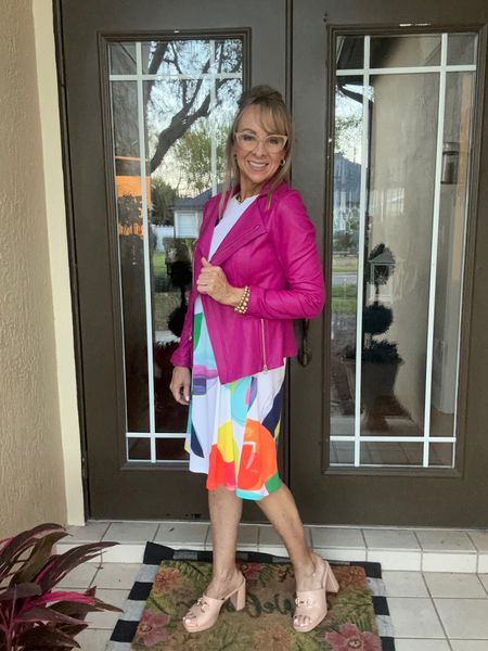 This pretty spring dress and moto jacket are by Clara Sunwoo. My shoes are affordable and go with everything! Bonus, they are comfortable too and run TTS. 

#LTKshoecrush #LTKfindsunder50 #LTKover40