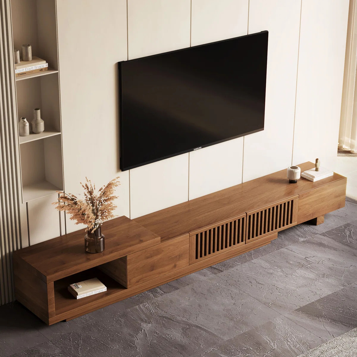 Ebern Designs Roanoke 78"-103" Retracted Extendable TV Stand -Wood TV Console Media Cabinet with ... | Wayfair North America