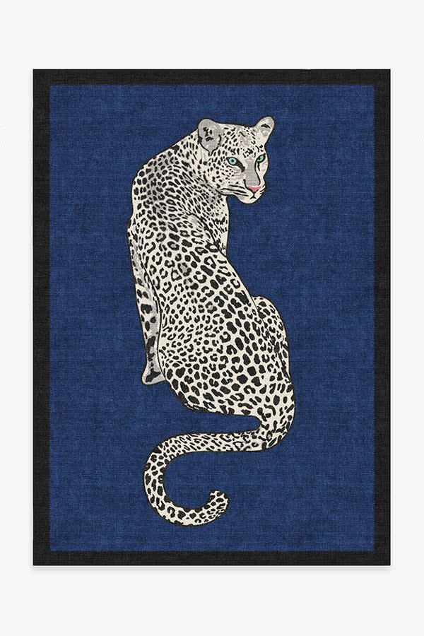 Jonathan Adler Snow Leopard Sapphire Rug | Ruggable