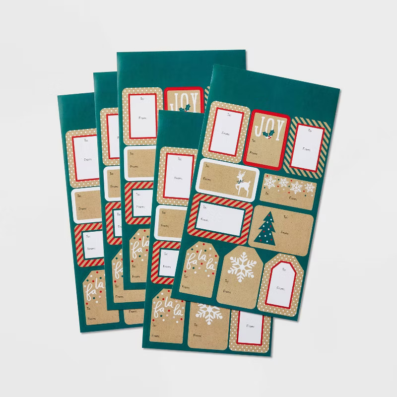 50ct Peel & Stick Gift Tag Green Kraft - Wondershop™ | Target