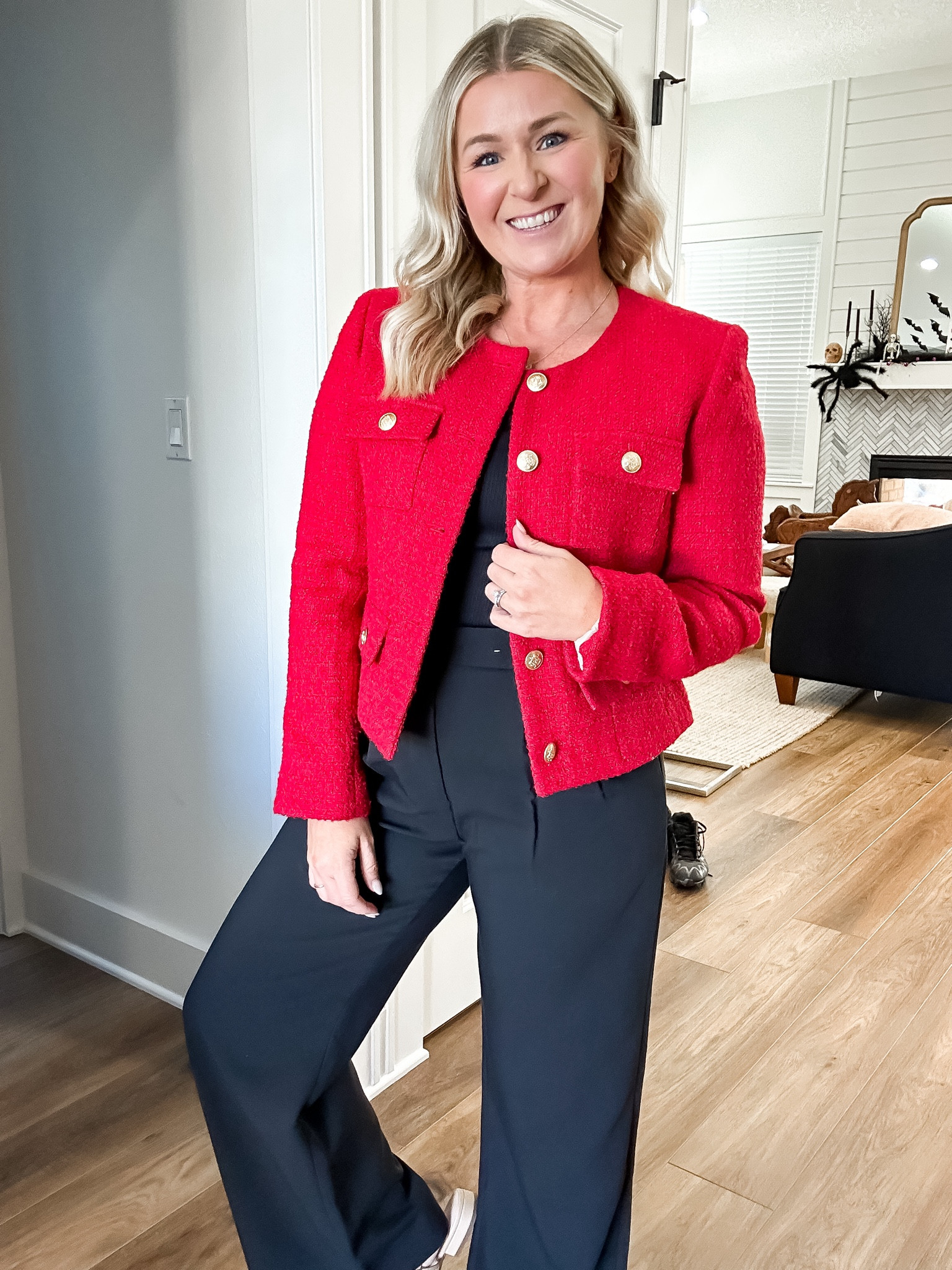 Work wear | tweed jacket | work pants

Size 6 jacket 
Size 28 short pants but would prefer 28 regular for added length to wear with a heel 

#LTKWorkwear #LTKSaleAlert #LTKFallSale