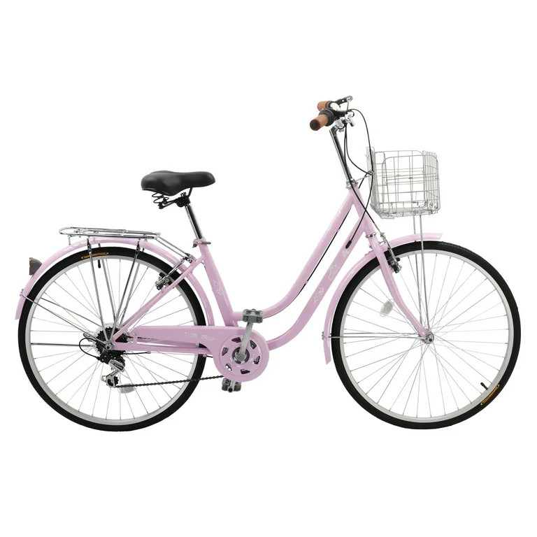 CamPingSurvivals 26" 7 Speed Shimano Women's Cruiser Bike, City Bike with V Brake, Pink | Walmart (US)