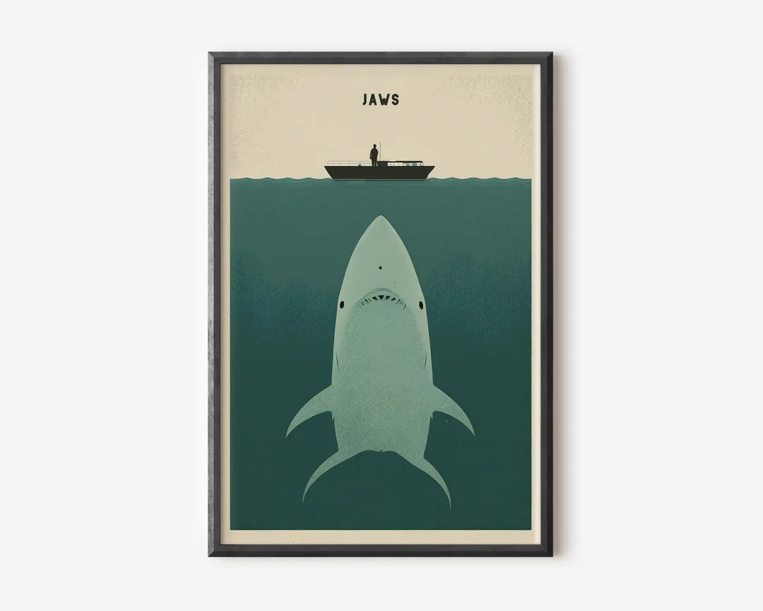 Jaws Poster, Digital Download, Minimal Movie Poster, Steven Spielberg, Printable Wall Art, Retro ... | Etsy (US)