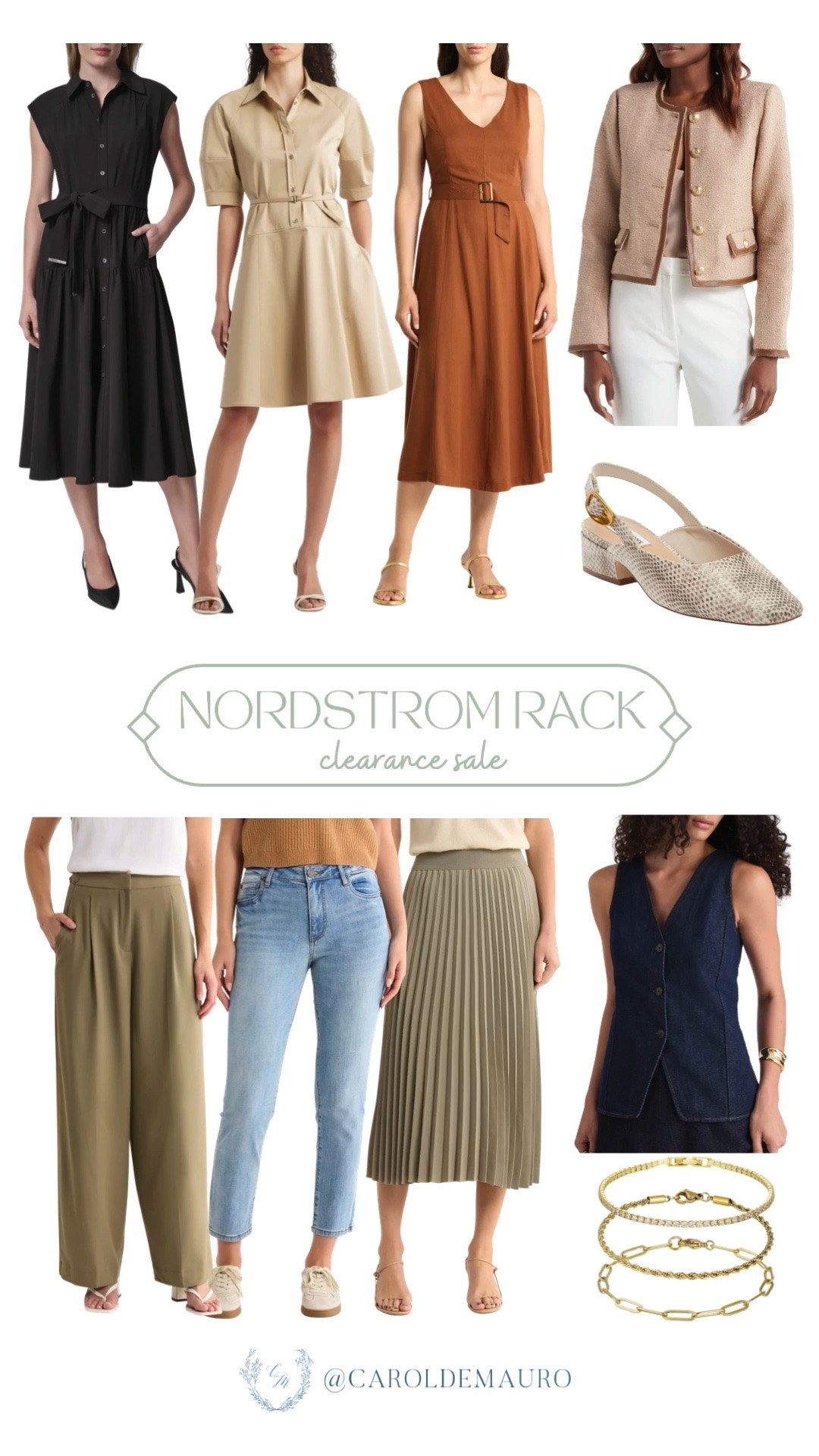 This clearance sale has some serious finds! Classic midi dresses, a tweed jacket, and layering pieces that'll carry you right through fall.

Nordstrom Rack sale, clearance finds, fall dresses, tweed jacket, wide leg pants, gold bracelets, fall wardrobe, workwear style

#LTKootd #LTKSaleAlert #LTKU
