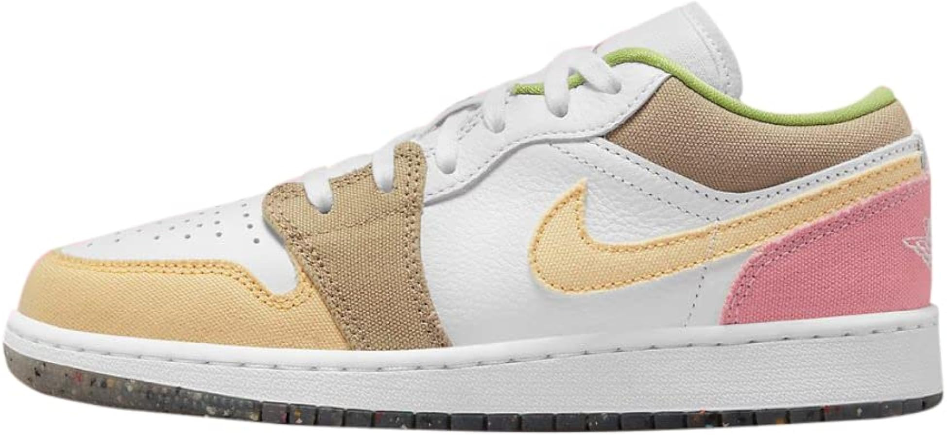 Nike girls Air Jordan 1 Low Grade School, White/Vivid Green-white Blanc/, 7 Big Kid | Amazon (US)