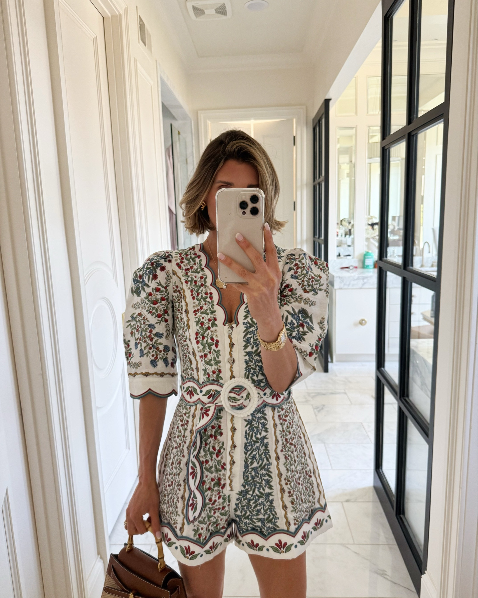 Farmer spring romper- love this print. I'm wearing size small and I'm 5'7 for reference 