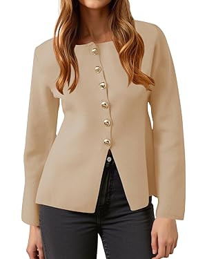 Cicy Bell Womens Button Up Cardigan Sweaters Lightweight Long Sleeve Knit Tops Business Casual Ro... | Amazon (US)