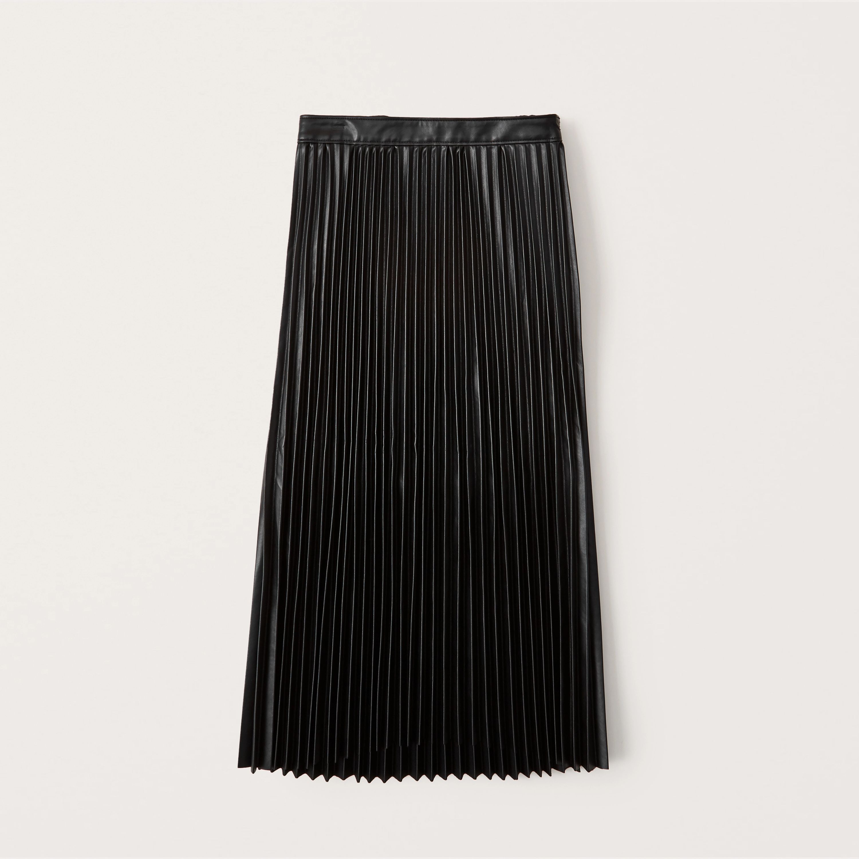 Vegan Leather Pleated Midi Skirt | Abercrombie & Fitch (US)