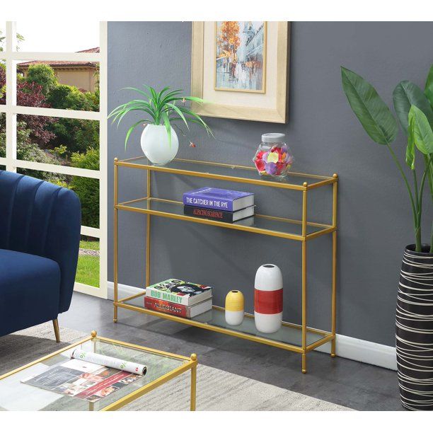 Convenience Concepts Royal Crest Console Table, Gold/Clear Glass | Walmart (US)