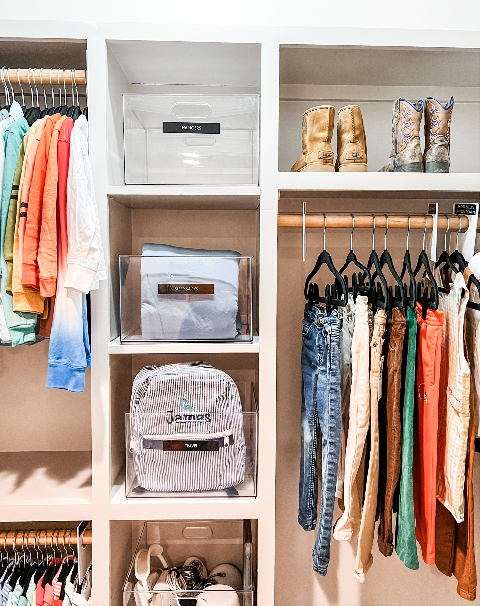 A great closet design. Complete with a space just for those tiny cowboy boots. 🤠 

#LTKfamily #LTKBacktoSchool #LTKkids