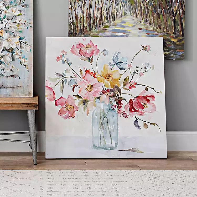 Watercolor Floral Vase Canvas Art Print | Kirkland's Home