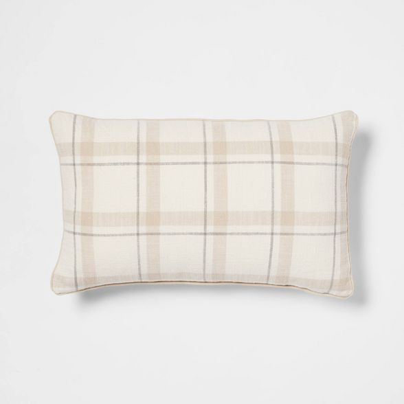 Woven Striped with Plaid Reverse Throw Pillow - Threshold™ | Target