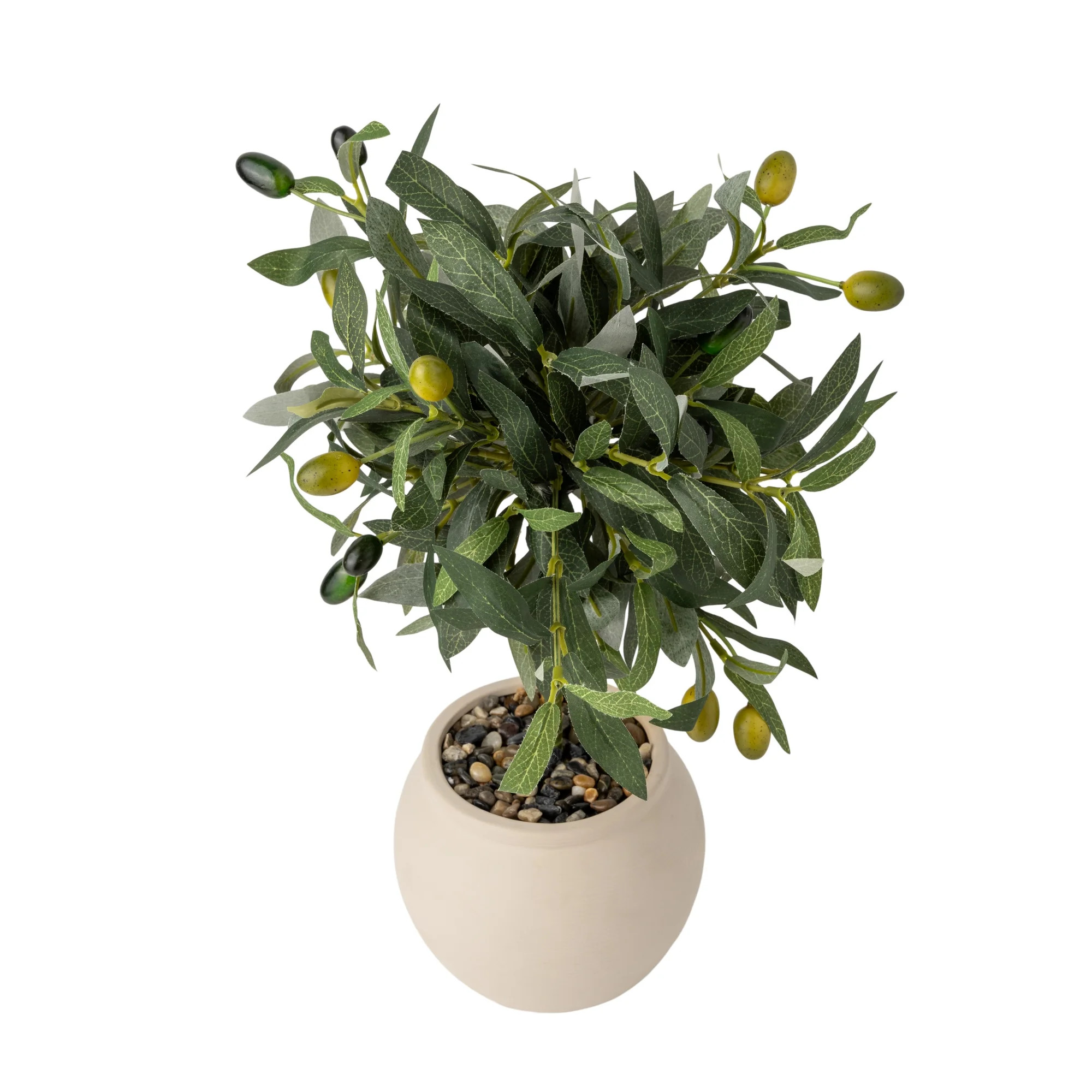 Better Homes & Gardens Realistic Artificial Olive Plant with Tan Ceramic Vase, 15-Inch - Walmart.... | Walmart (US)