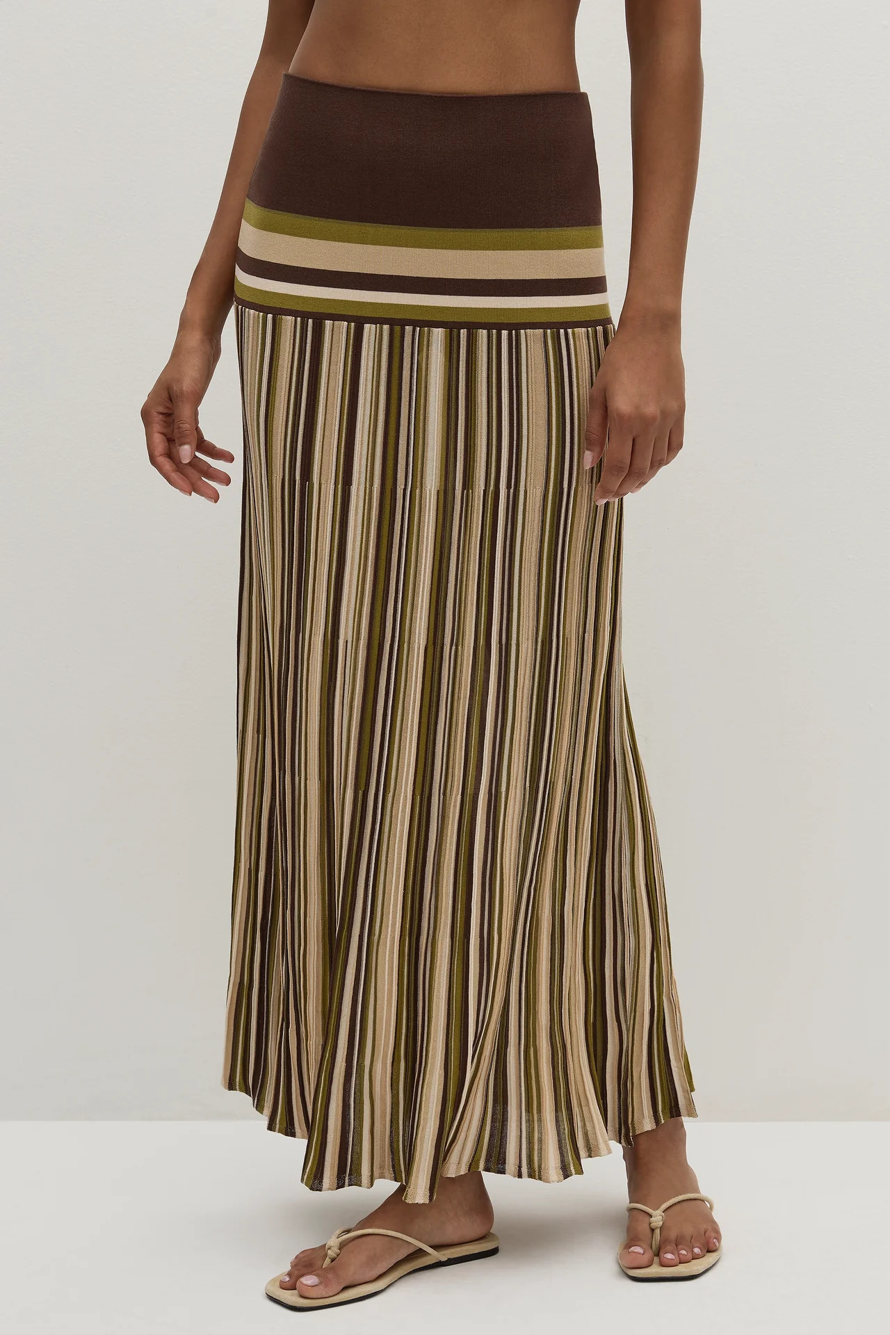 Citara Skirt Espresso Pine Stripe | Faithfull (US)