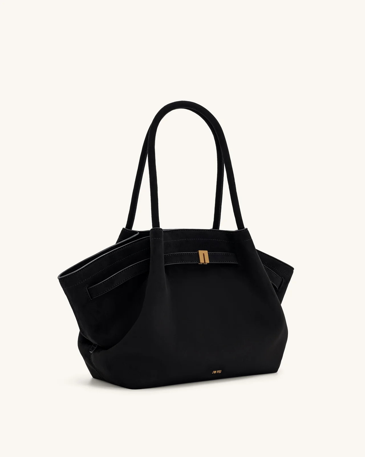 Hana Medium Faux Suede Tote Bag - Black | JW PEI US