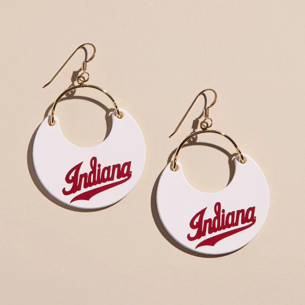White Indiana University Script Ninas | Nickel and Suede
