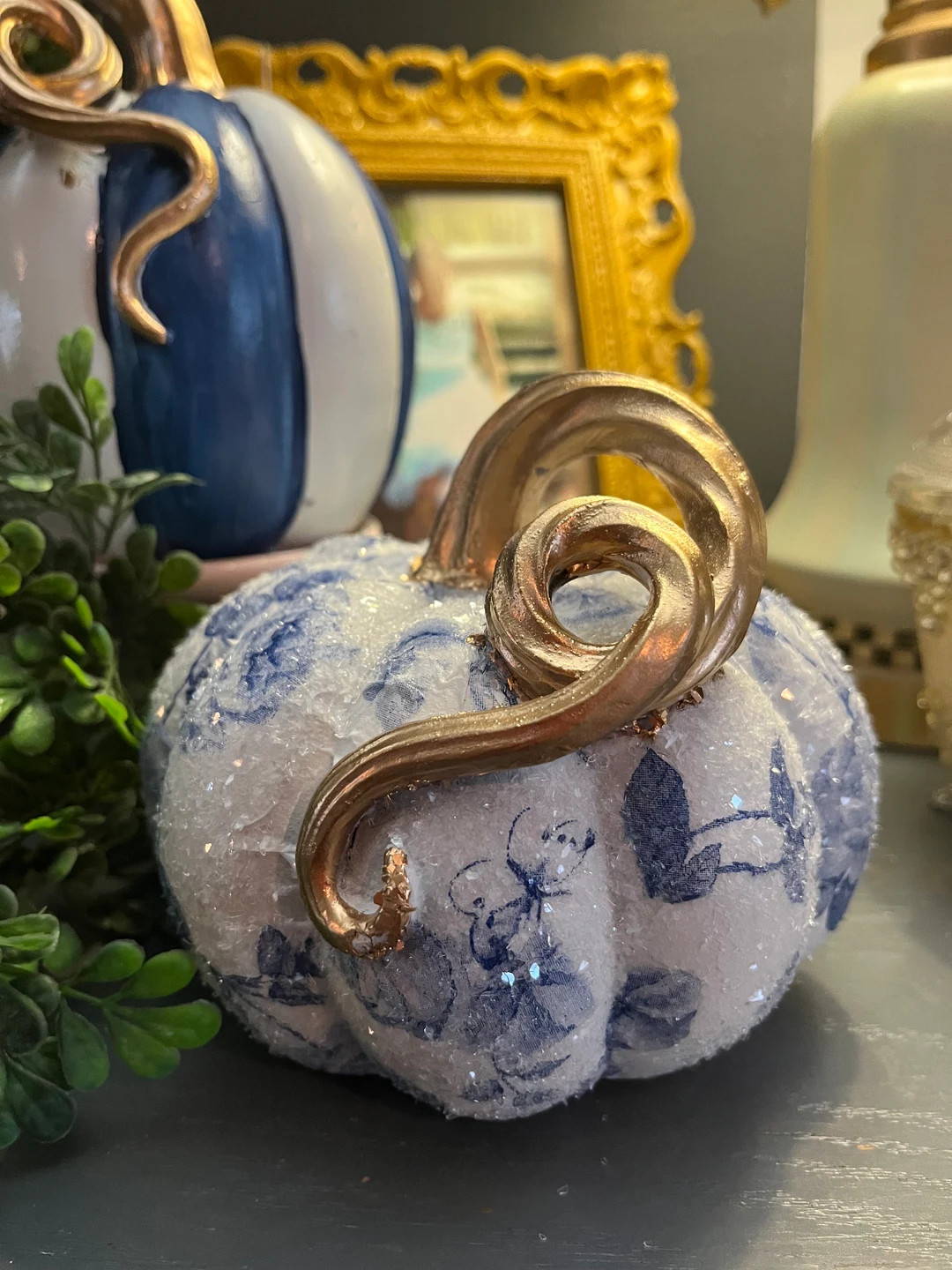 Blue and White Chinoiserie Pumpkin Blue Pumpkin Shabby - Etsy | Etsy (US)