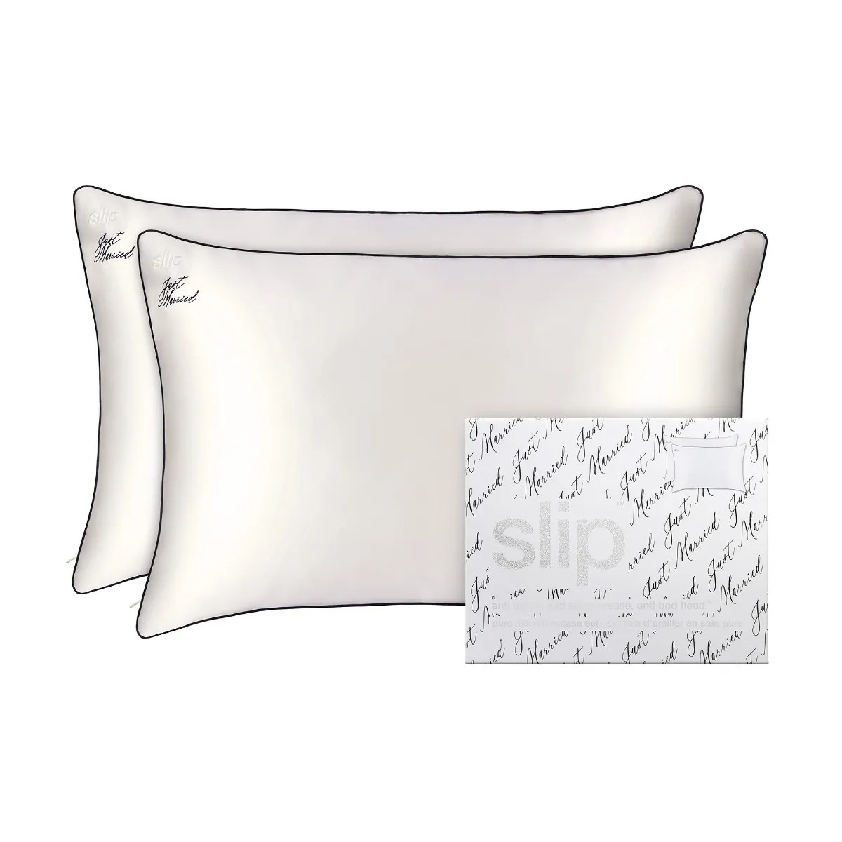 Slip® Pure Silk Queen Pillowcase Duo, Just Married | Fortnum & Mason