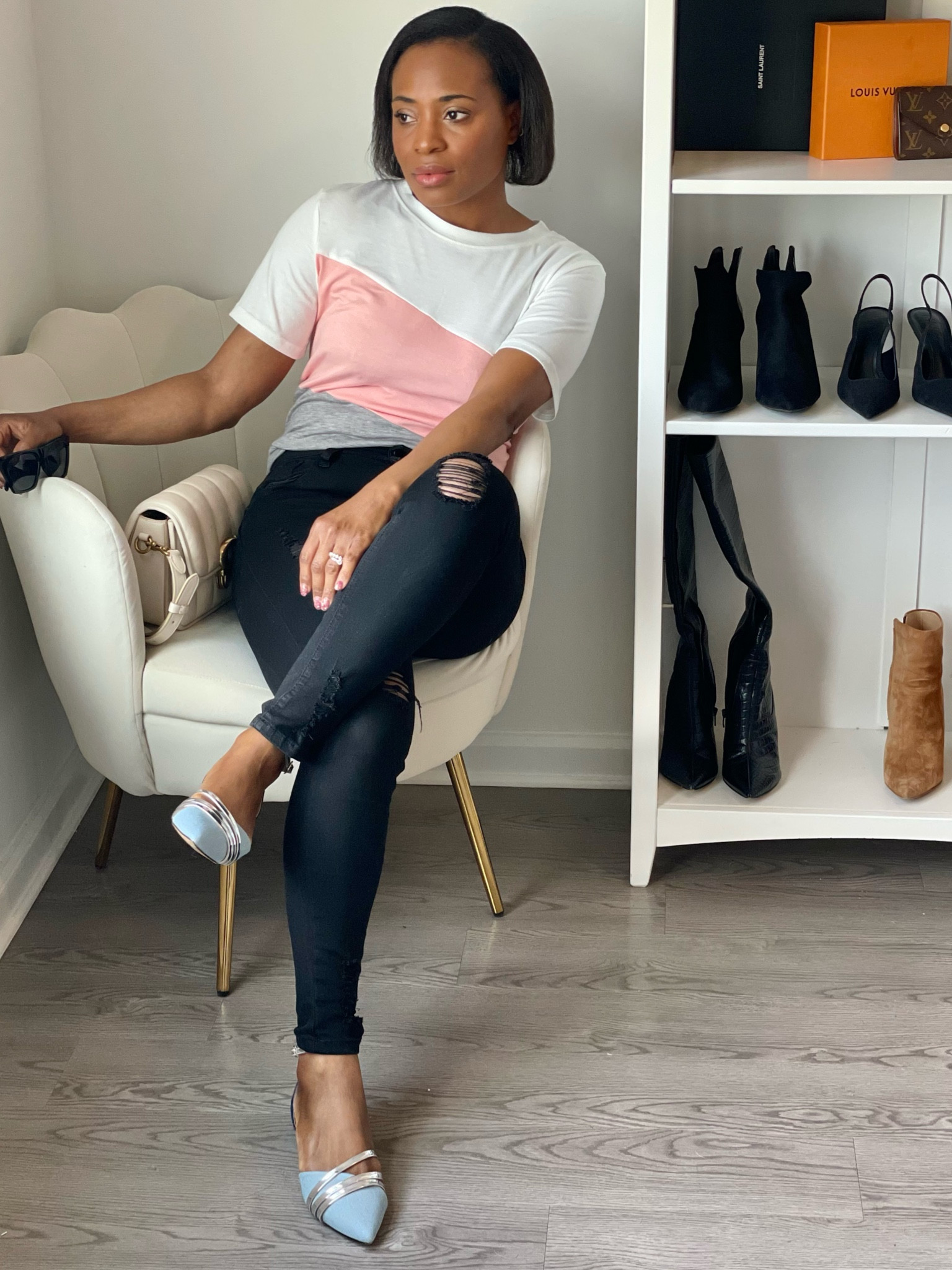 Color block t-shirt with black jeans and a cute flat shoes one of my favorite type of outfit. Smart casual outfit. #LTKsale 

#LTKFind #LTKunder50 #LTKunder100