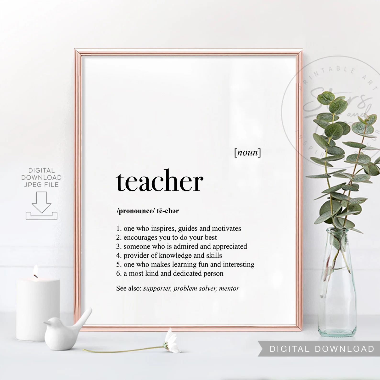 Teacher Dictionary Definition Meaning, School Teacher End Of Year Gift, PRINTABLE Wall Art, Teach... | Etsy (US)