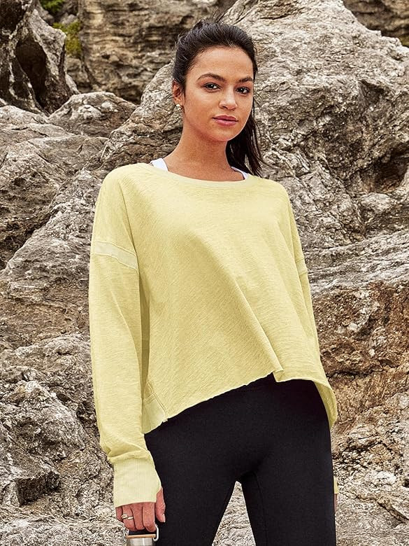 Panadila Womens Open Back Workout Top Long Sleeve Athletic Shirts Casual Crop Running Tee Y2k Yog... | Amazon (US)