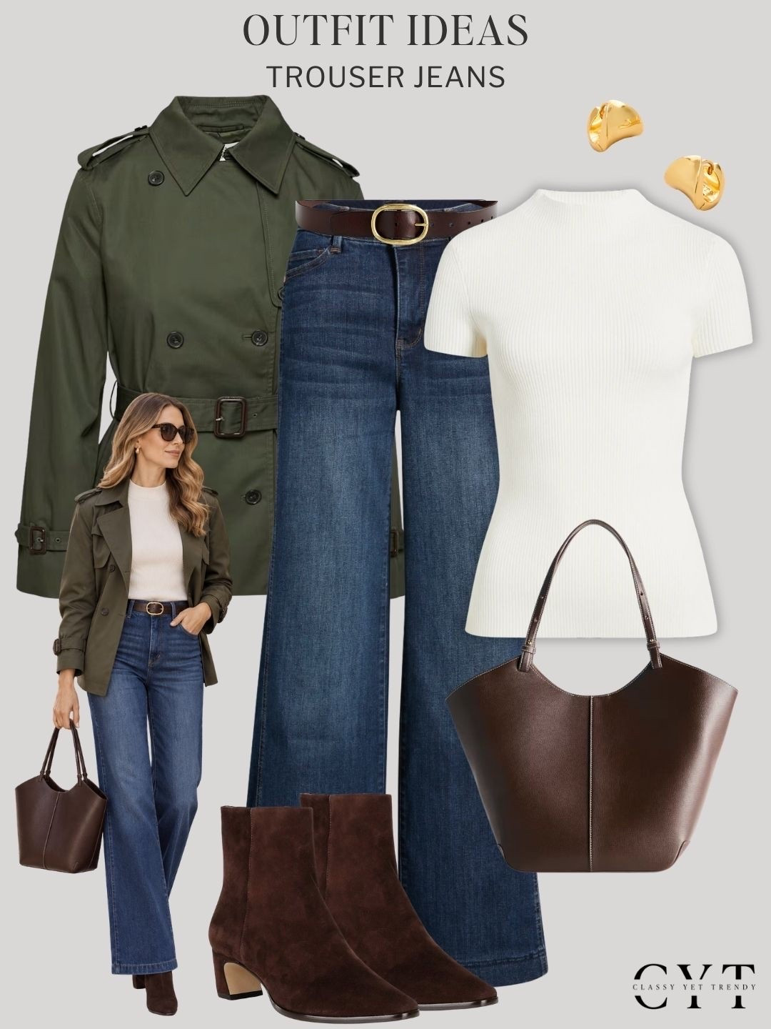 6 ways to wear trouser jeans in the Fall season 🍂

short sleeve sweater, wide leg jeans, suede, ballet flats, cardigan, lace, taupe, tote, chocolate brown, utility jacket, trench, ribbed top, belt, argyle, trainers, low profile sneakers, boots, blazer, loafers, tee
#FallOutfitIdeas #CasualChic #StreetStyle #AutumnFashion #QuietLuxury