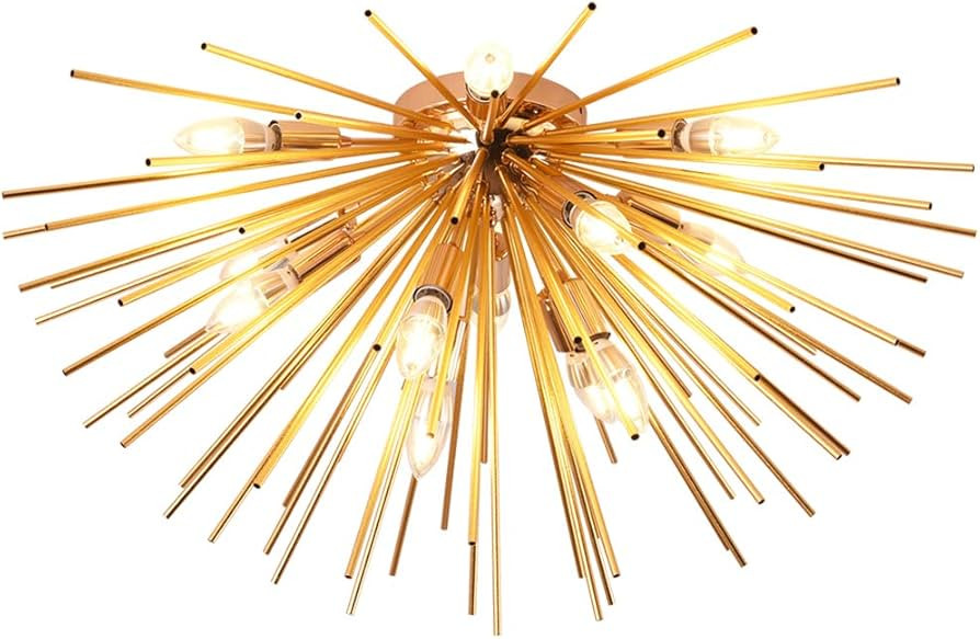 Jaycomey Sputnik Ceiling Light Fixtures, Mid-Century 12 Lights Gold Firework Ceiling Light, Moder... | Amazon (US)