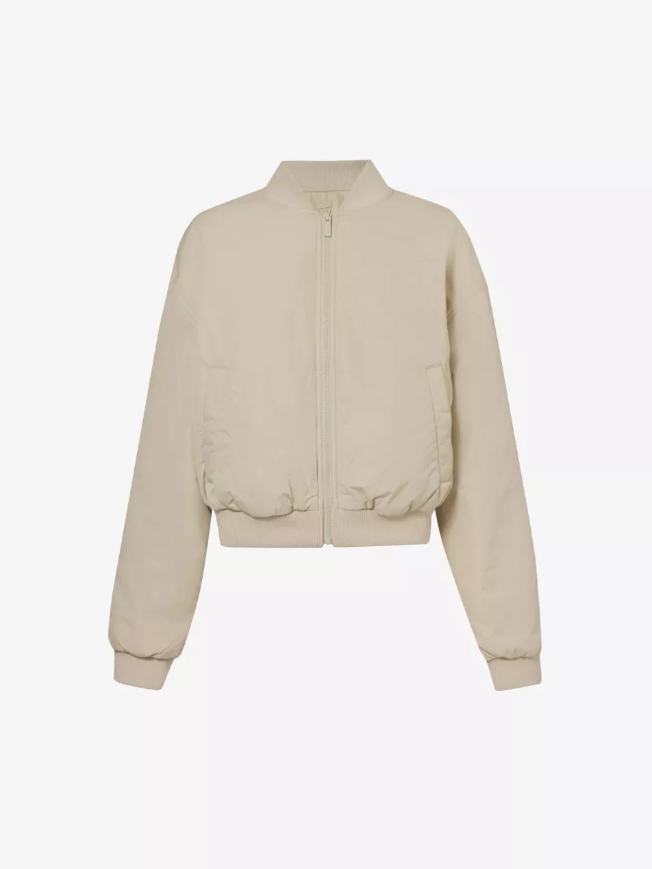Brand-embroidered oversized recycled polyester bomber jacket | Selfridges
