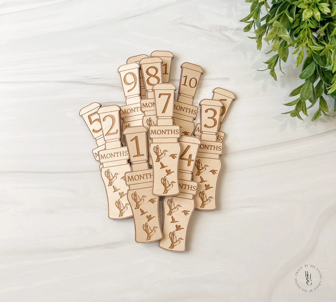 Duck Call Monthly Milestones Markers for Baby Photos | Monthly Milestone Markers | Outdoorsmen Mi... | Etsy (US)