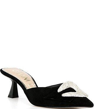 Gianni Bini Wendella Suede Buckle Ornament Dress Mules - 9.5 | Dillard's