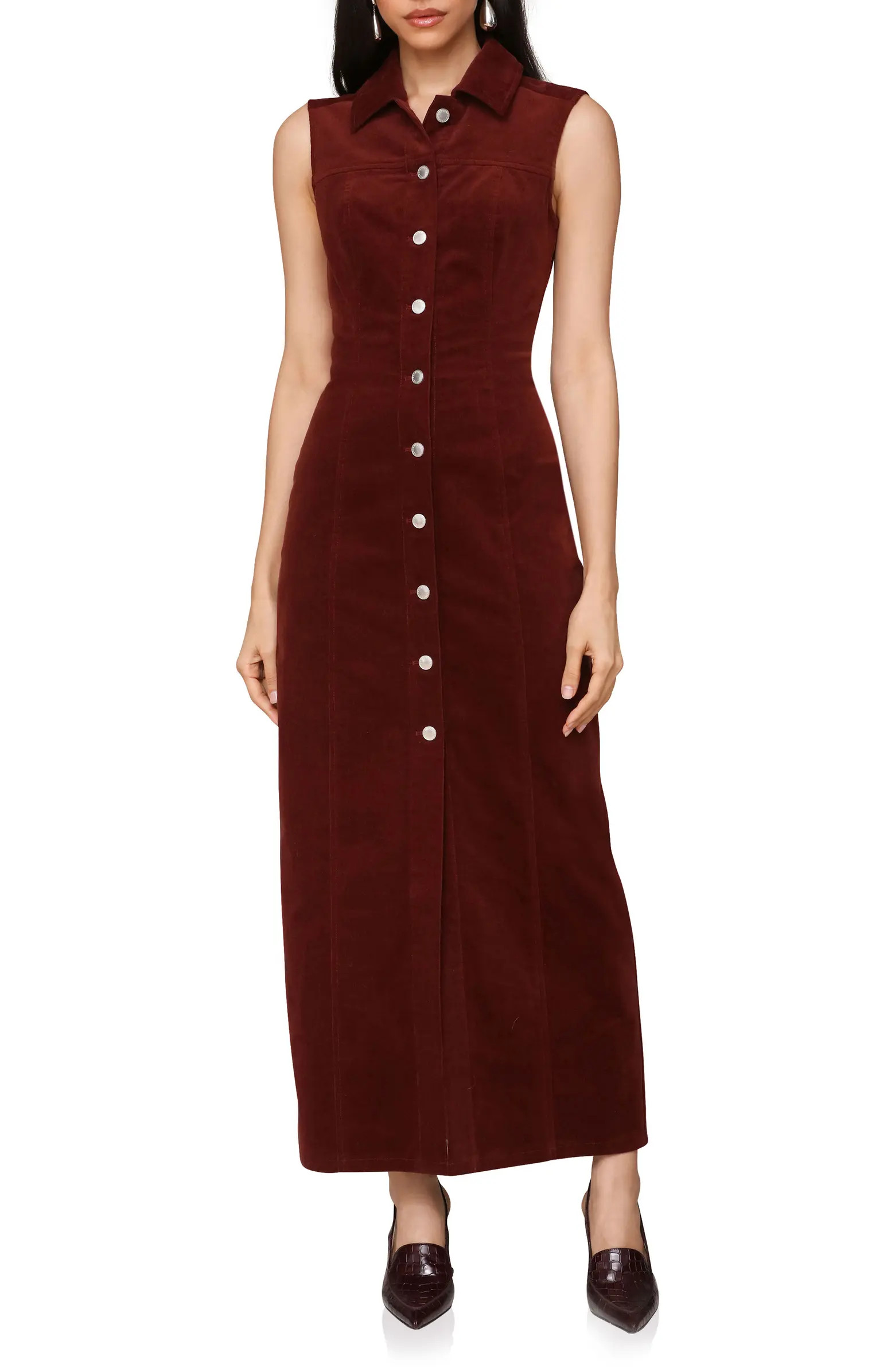 Sleeveless Corduroy Maxi Shirtdress | Nordstrom