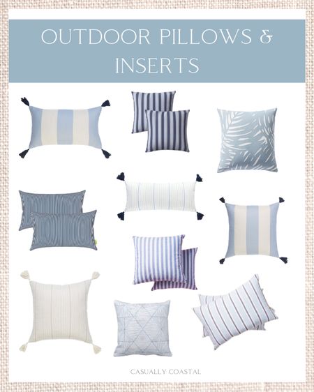 A collection of some of my favorite outdoor pillows & outdoor pillow covers! I also linked my go-to outdoor pillow inserts!
-
outdoor patio ideas, affordable outdoor pillows, blue and white outdoor pillows, coastal outdoor pillows, striped outdoor pillows, amazon outdoor pillows, outdoor pillows with tassels, serena & lily outdoor pillow dupes, designer looks for less

#LTKhome #LTKFind #LTKunder100