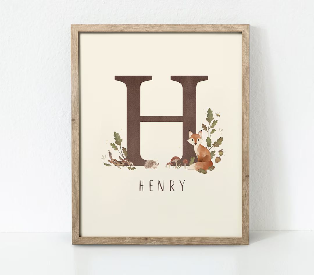 Woodland Nursery Print, Woodland Nursery, Woodland Initial, Monogram, Rustic Nursery, Woodland Nu... | Etsy (US)