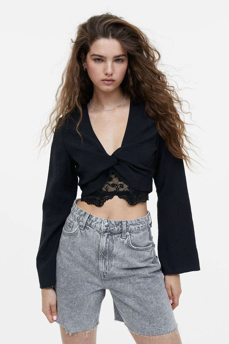 Knot-detail modal-blend blouse | H&M (UK, MY, IN, SG, PH, TW, HK)