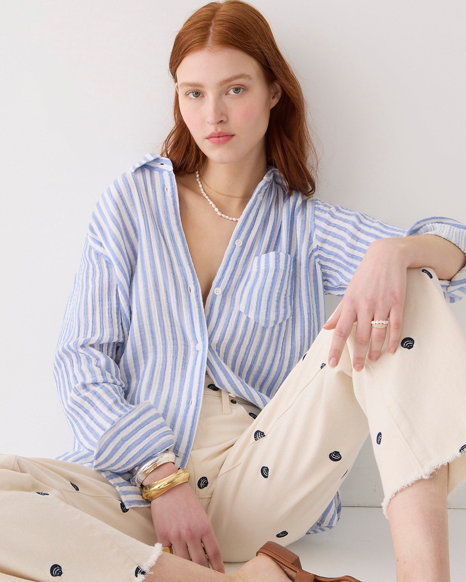 Classic-fit soft gauze shirt in stripe | J. Crew US