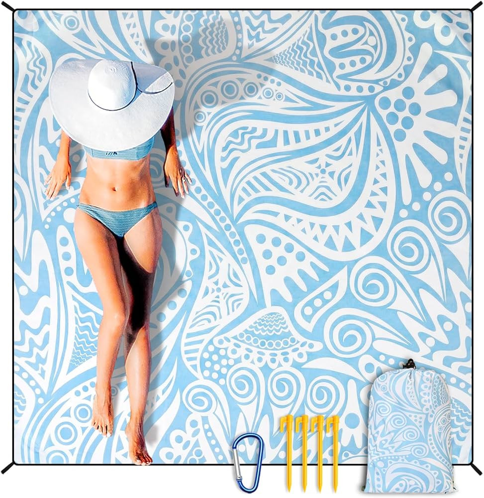 Beach Blanket Waterproof Sandproof Extra Large Beach Mat 79" X 83"/120"x108"for 1-8 Adults Quick ... | Amazon (US)
