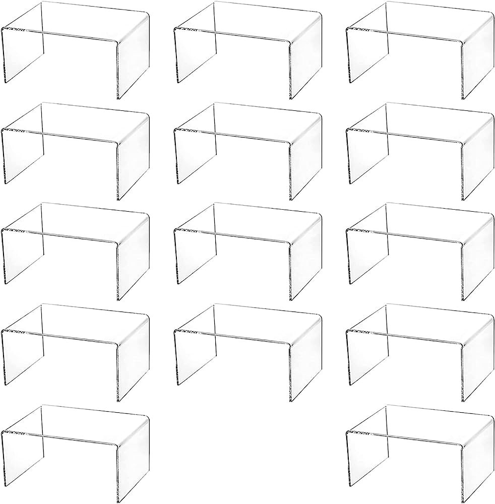 Gonice 14 PCS Acrylic Display Risers Collectible Figure Display Stands Clear Riser Shelf Showcase... | Amazon (US)