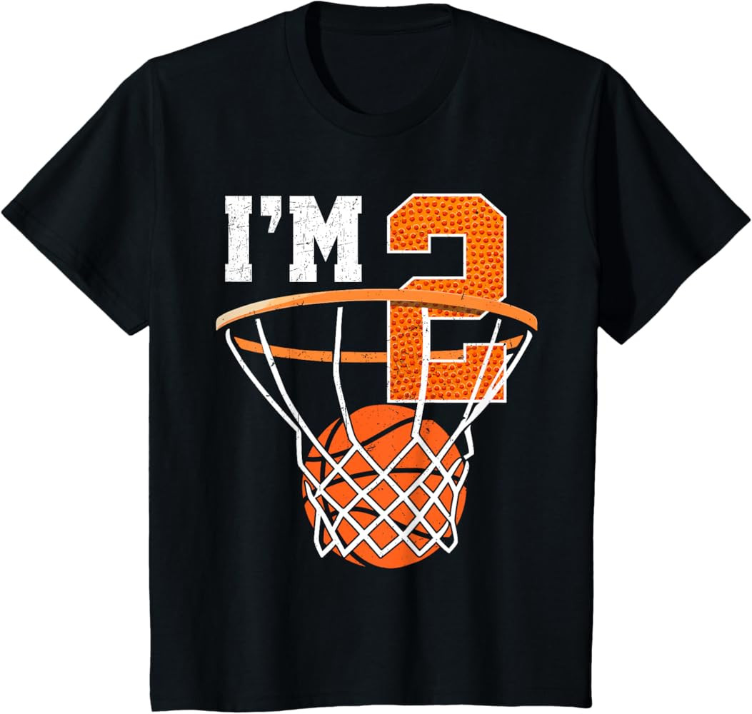 Kids 2nd Birthday Shirt Boy Basketball Kids Two Year Old Birthday T-Shirt | Amazon (US)