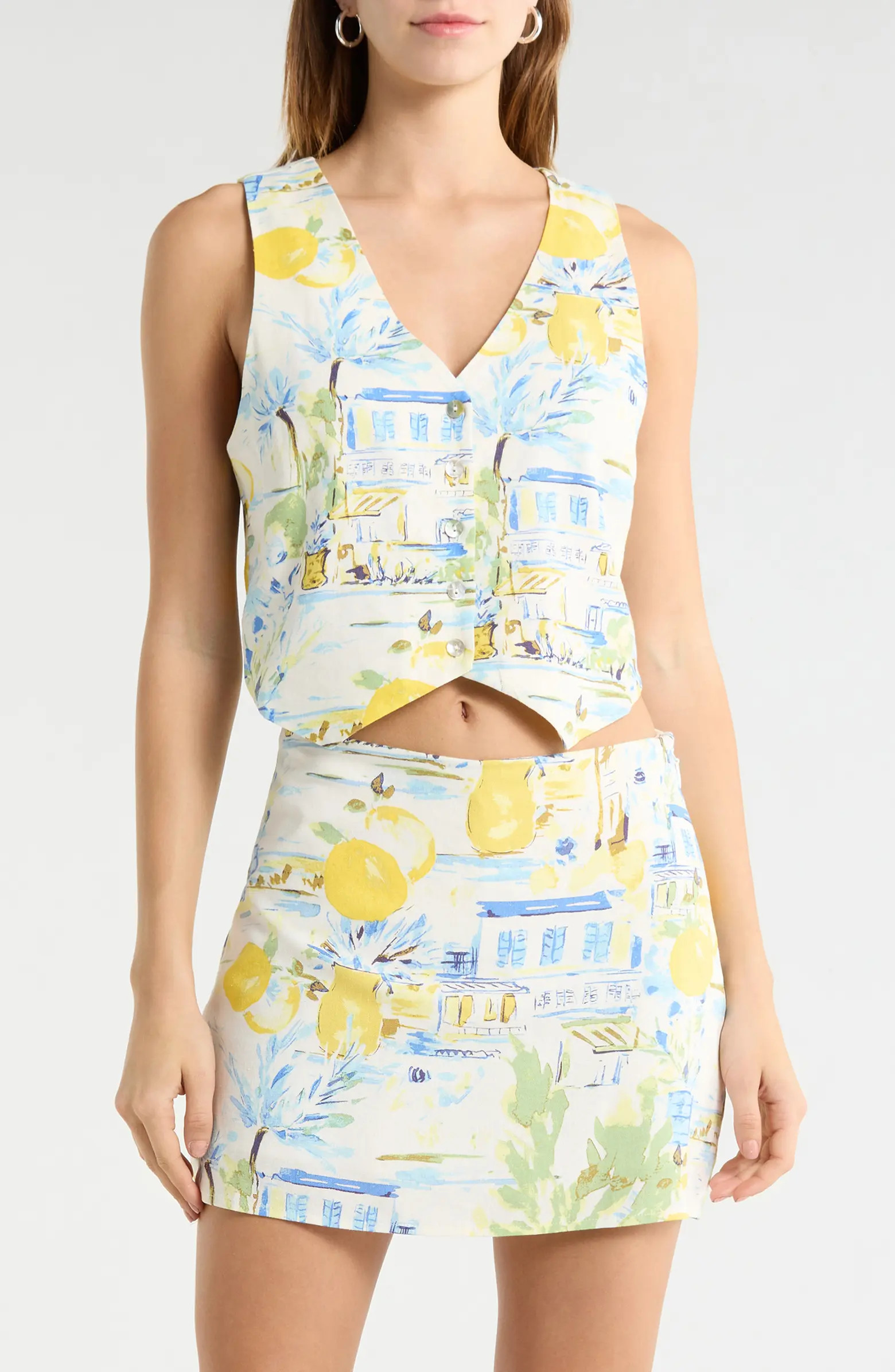 Amalfi Coast Kayri Buttoned Crop Top | Nordstrom