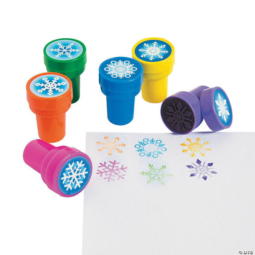 1 1/2" Winter Snowflake Plastic Self-Inking Stampers - 24 Pc. | Oriental Trading Company
