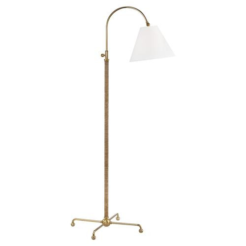 Hudson Valley Curves No.1 Modern Classic Linen Shade Aged Brass Floor Lamp | Kathy Kuo Home