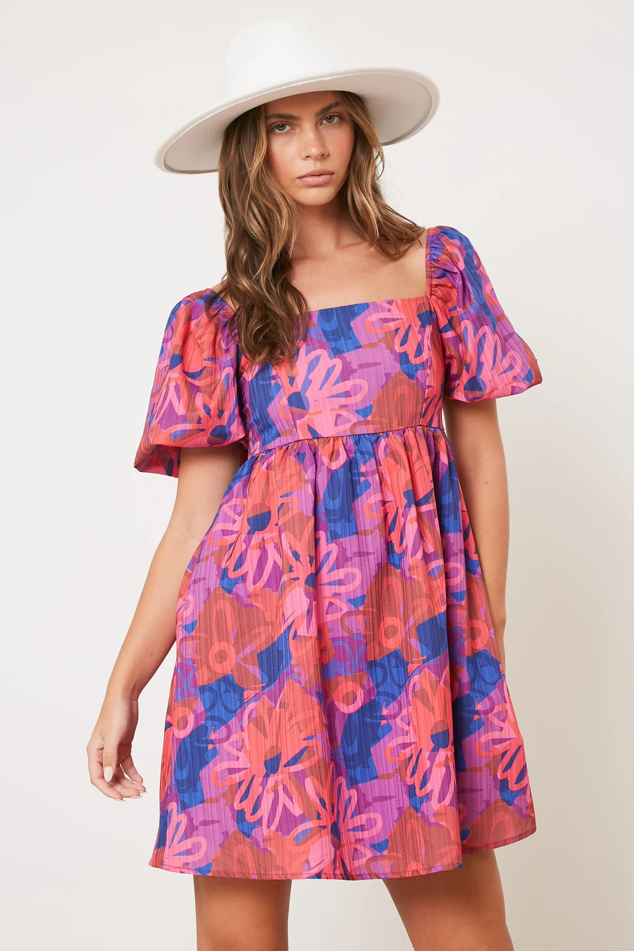 Pink Floral Square Neck Puff Sleeve Dress | PinkBlush Maternity