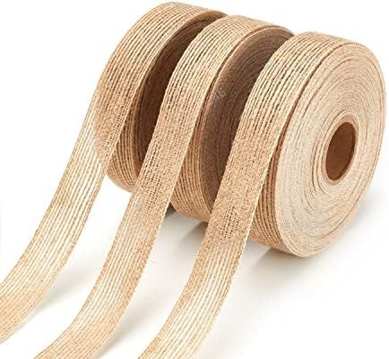3 Rolls Burlap Ribbon 3/4 Inches, 11 Yards Each Roll, 20mm Wide, Total 33 Yards Thin Burlap Fabri... | Amazon (US)