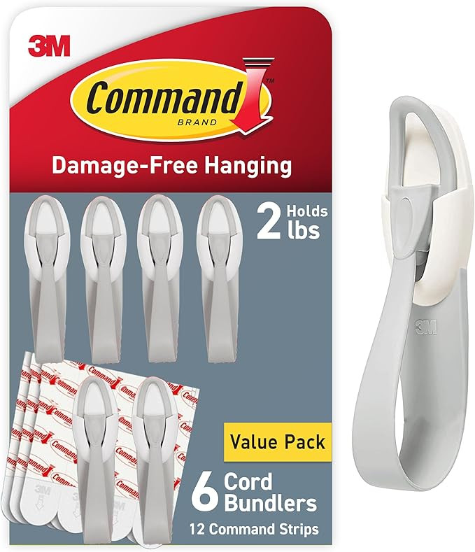 Command Cord Bundlers, Damage Free Hanging Cord Organizer, No Tools Cord Bundler for Hanging Elec... | Amazon (US)