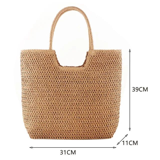 Women Large Capacity Straw Bag Vintage Crochet Summer Beach Handbag Boho Straw Tote Shoulder Bag ... | Walmart (US)